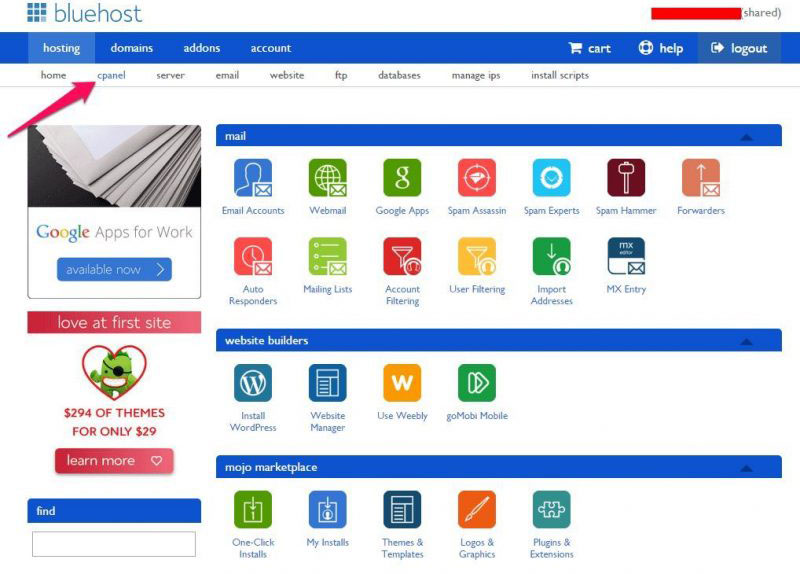bluehost old interface