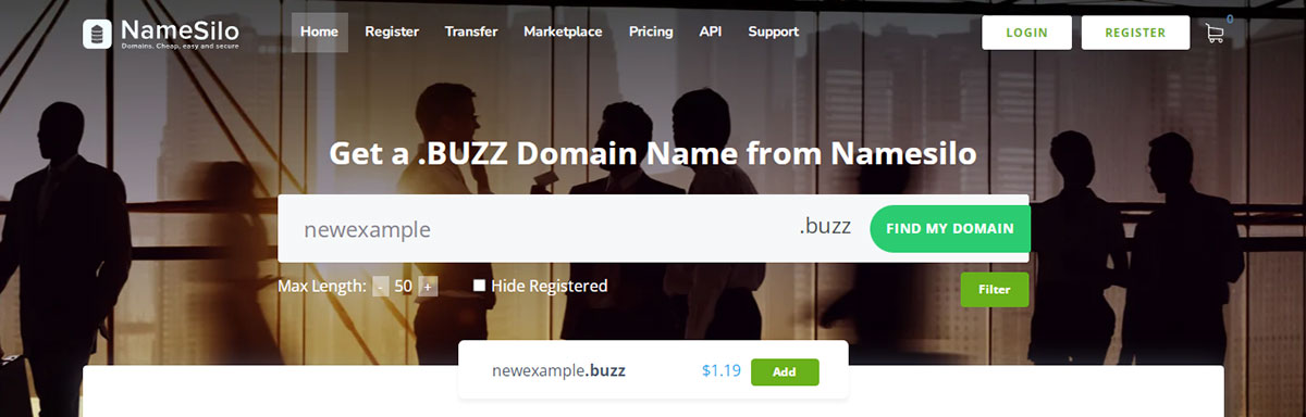 buzz extension with namesilo