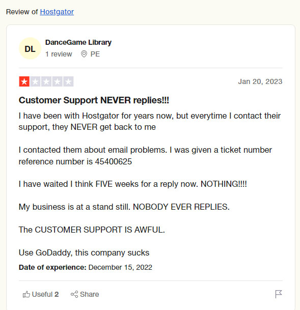 hostgator customer support review