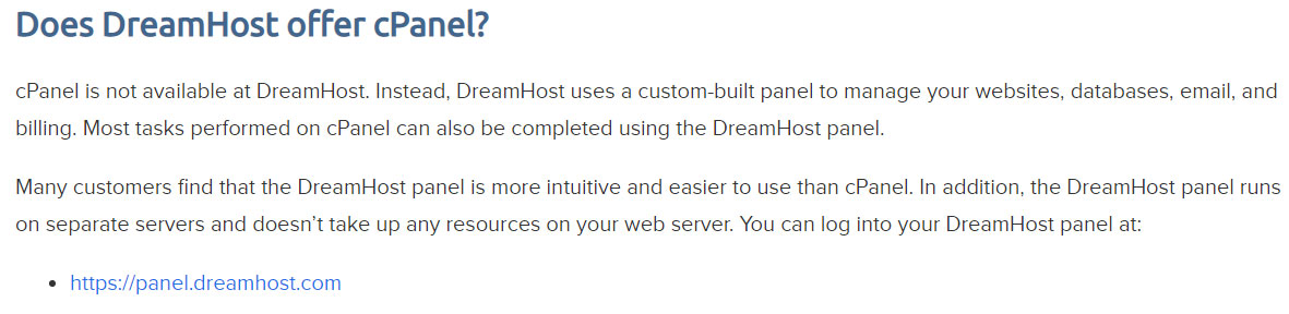 dreamhost cpanel availability