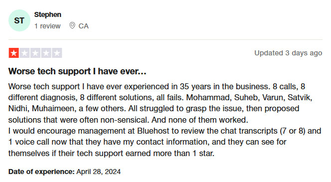 bluehost customer support review