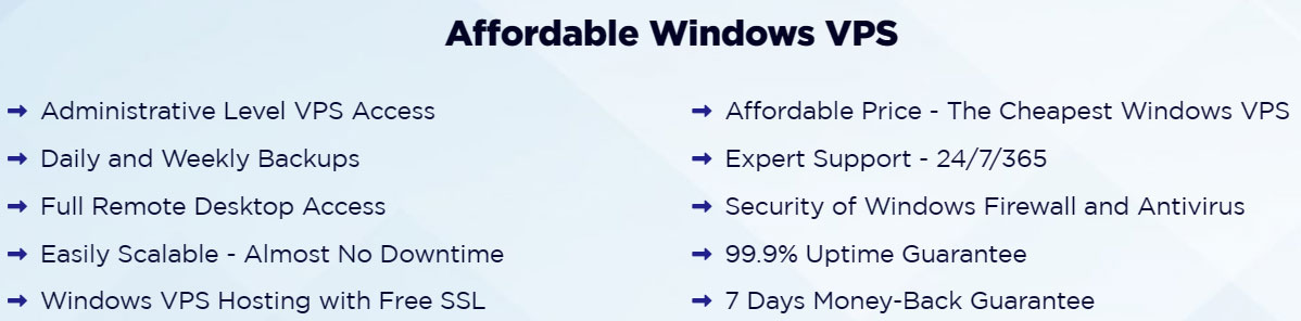 features of affordable windows vps