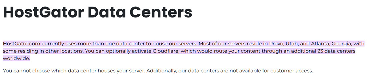 hostgator data centers