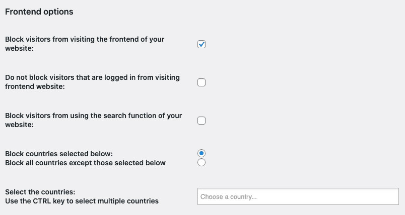 wordpress plugin blocking a country