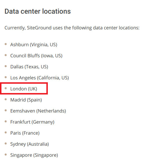 siteground server locations