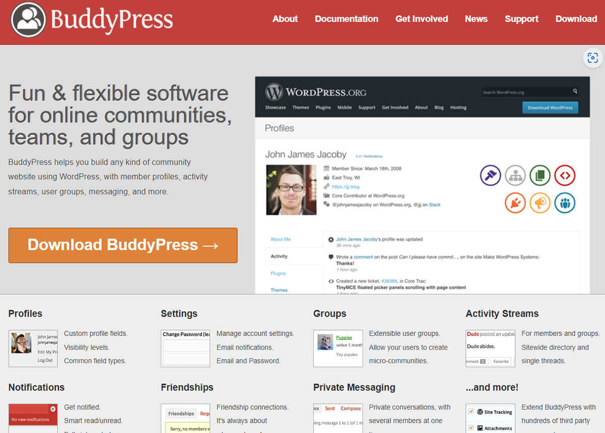 buddypress wordpress plugin